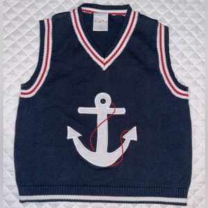 Starting Out Brand Infant Boys Knit Sweater Vest Navy Blue w/ Anchor Size 18 mth
